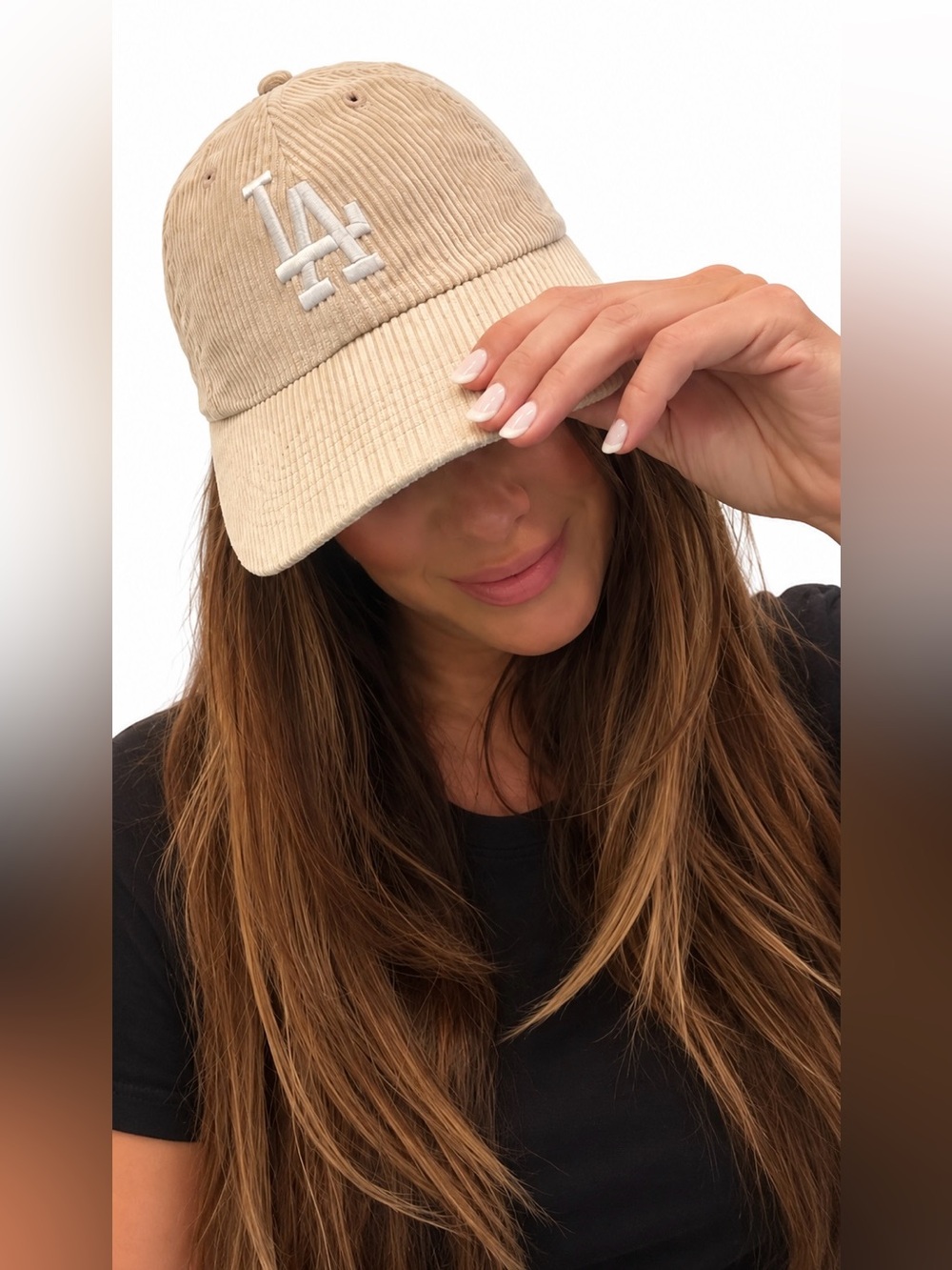 Urban Outfitters Beige Corduroy LA Logo Cap